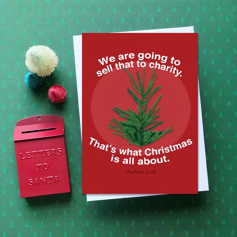 The Office Sell That to Charity Christmas Card Funny Christmas Card Cute Christmas Card Wife Christmas Card image 1