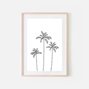 Palm Tree Line Art, Downloadable Print, Tropical Black and White Wall Art, Coastal Beach Decor, Digital Printable Minimalist Sketch Drawing