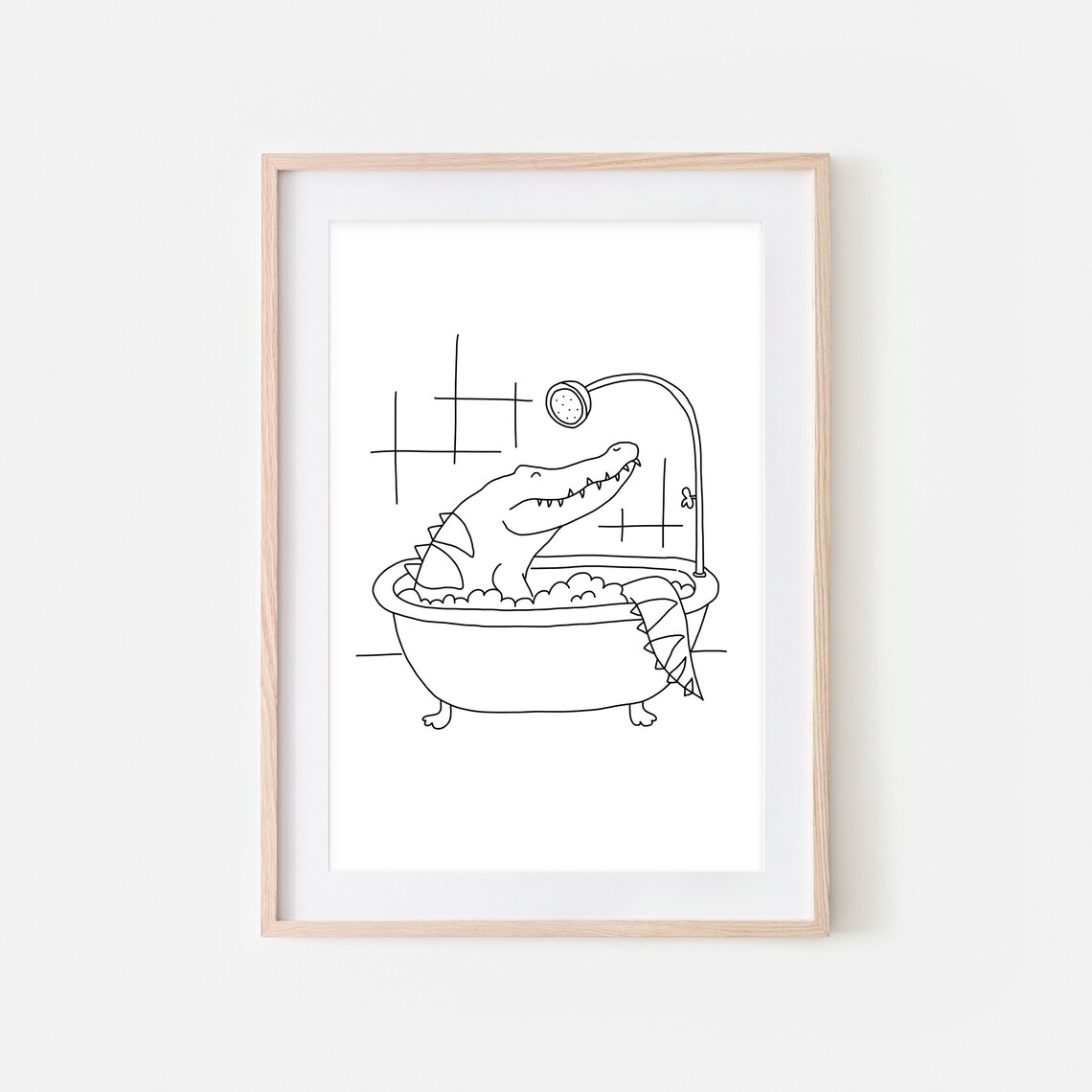 Alligator Crocodile Animal in Bathtub Wall Art Kids Bathroom Etsy
