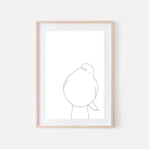 Bird Wall Art Printable, Minimalist Line Drawing, Large Black and White Print, Nature Sketch, Simple Wall Decor, Digital Downloadable Poster