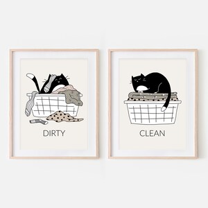 Tuxedo Cat in Messy Laundry Basket - Funny Laundry Room Decor - Printable  Wall Art