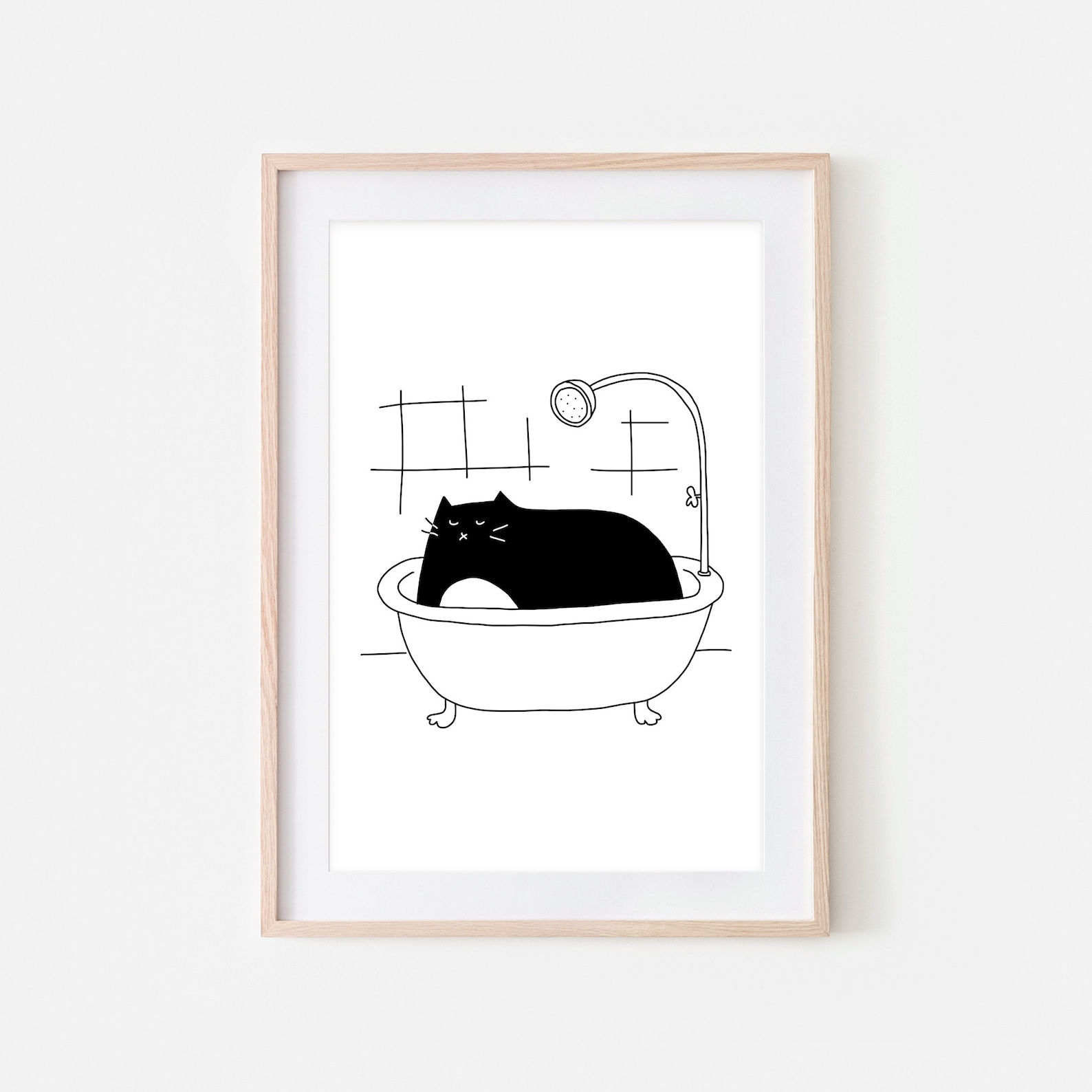 Tuxedo Cat Bath Art Funny Bathroom Wall Decor Cute Restroom Etsy