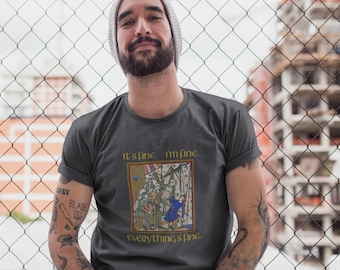 Medieval Meme Tee: "It's Fine" Calligraphy Unisex Jersey