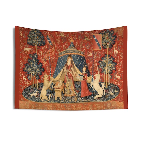 Indoor Wall Tapestry The Lady and the Unicorn medieval art wall hanging