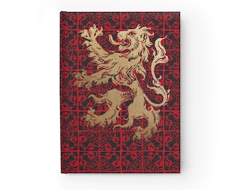 Hard Cover Journal: Lion Rampant Medieval Heraldic Golden King of Beasts, Hard Backed Notebook Diary in Ruled Line