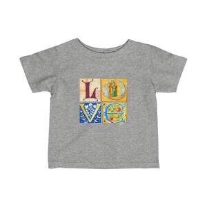 LOVE, medieval illuminated letters, Infant Fine Jersey Tee
