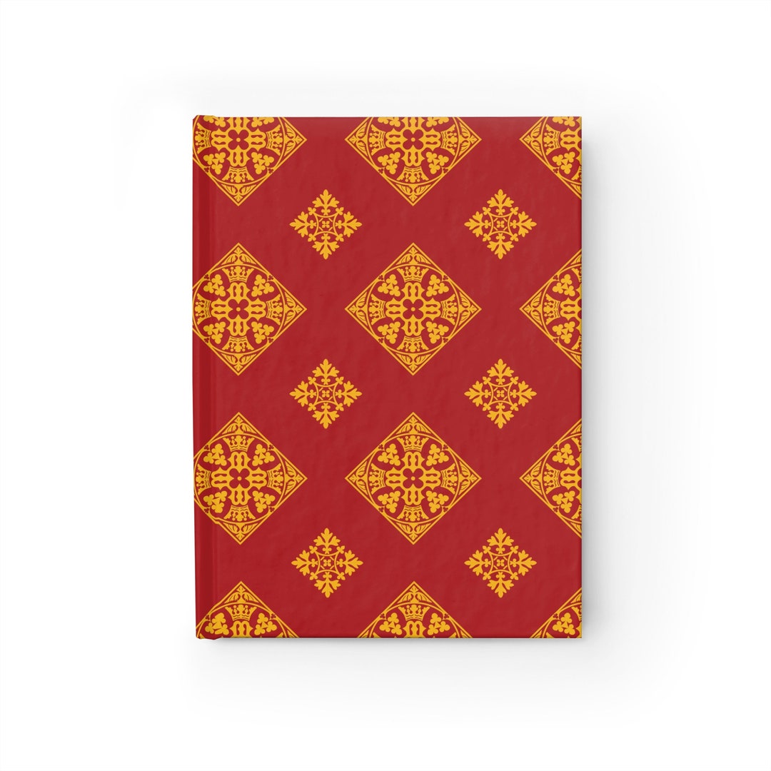 Hard Cover Journal: Medieval Crown Tile, Hard Backed Notebook Diary in ...
