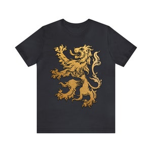 Rampant Lion, gold, heraldic beast, Unisex Jersey Short Sleeve Tee