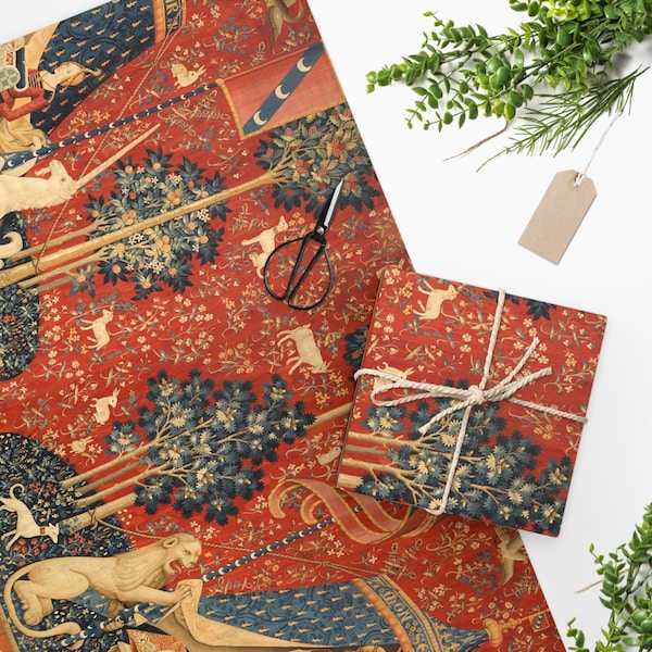 Wrapping Paper: Lady and the Unicorn Tapestry, Medieval Illumination Gift Wrap