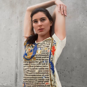 Women&#39;s Tee: Medieval Manuscript Marginalia Illumination Medieval Calligraphy Women&#39;s All-Over-Print Tee