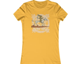 Koszulka damska: Średniowieczny królik jadący na psie Marginalia Illumination T-shirt