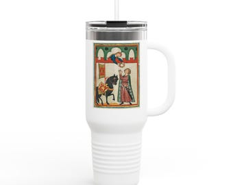 Medieval Lovers Illustration Travel Mug | 40oz Insulated Tumbler