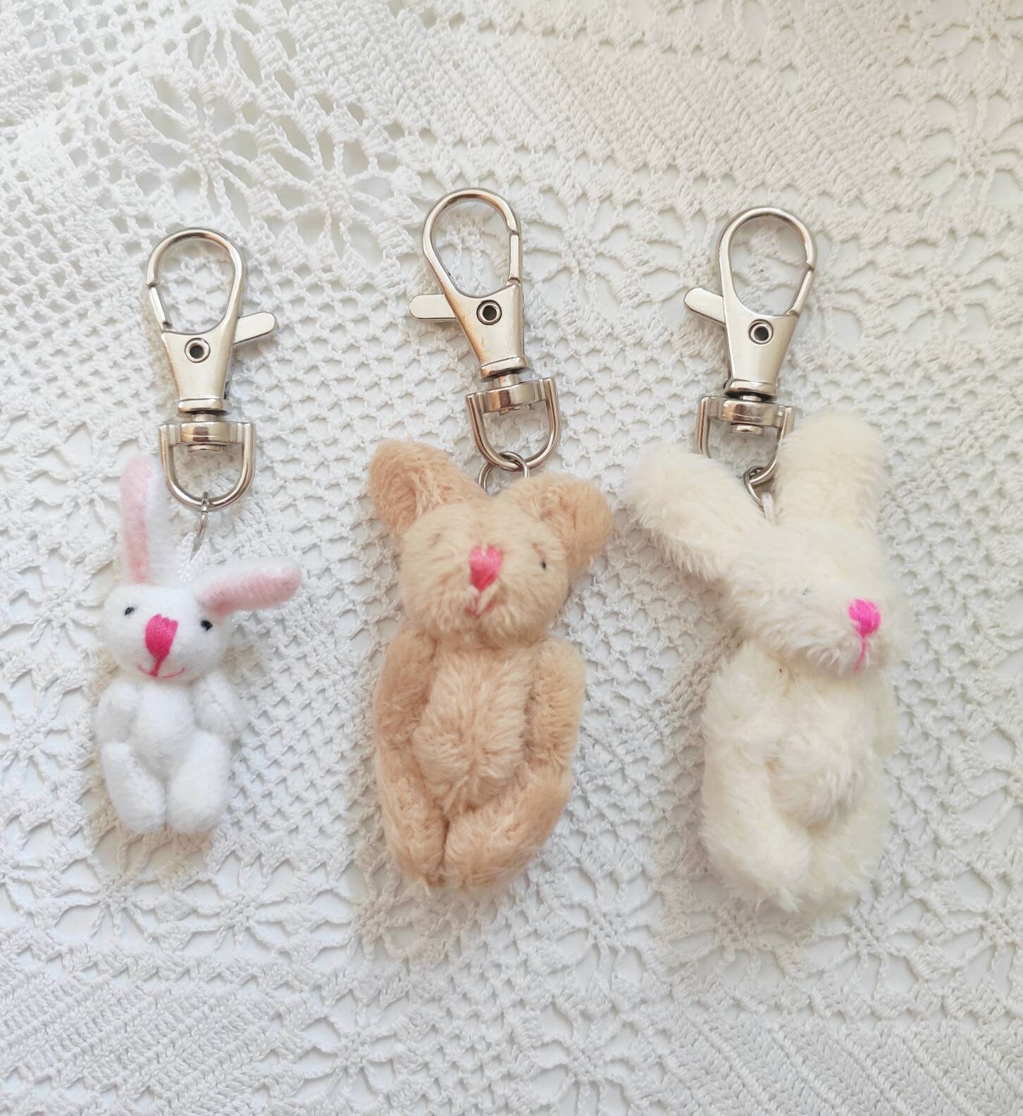 Tiny Fluffy Bunny Rabbit Bag Clips & Keyrings. Little Girl Etsy