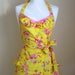 Vintage Style Apron / 1950s Style Apron / Apron With Ruffle / Womens Apron / Floral Apron / Retro Apron / Handmade Apron / Yellow Apron