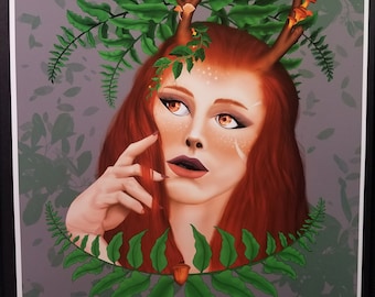 Earth Spirit Horned Goddess Print