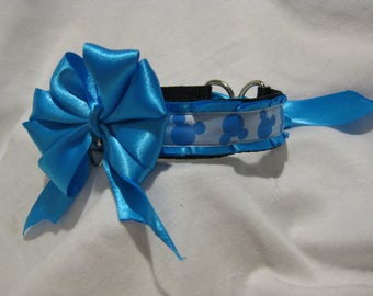 Mickey, Collar, Choker, Blue, Cute, Pastel, Kitten, Pet, Play, Bow, Custom, Submissive, Satin, Pleated, BDSM, Bondage, tug proof