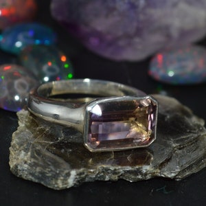 Ametrine Emerald cut set in Sterling Silver size 6 1/2