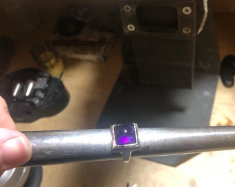 Square amethyst cab ring in sterling silver size 6 3/4ths