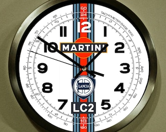 The Lancia LC2 (Lancia-Ferrari) Martini Racing Wall Clock. Martini & Rossi