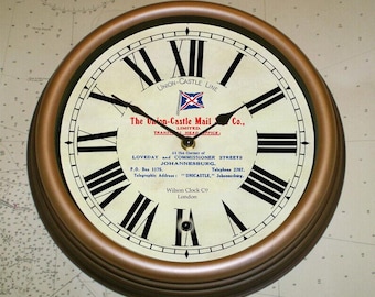 Union Castle Line-klocka, sydafrikansk vintage receptions-/bokningsklocka