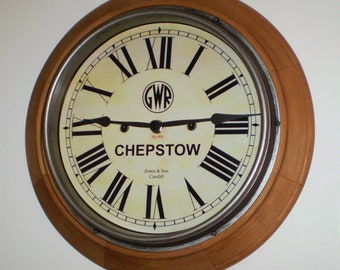 Great Western Railway GWR Made To Order Railway Waiting Room Clock,  Customer's Choice of Station.