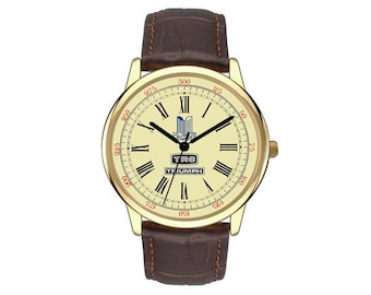 Triumph TR6 Vintage Sports Car Souvenir Tribute Watch, Retro 1960-70's Vintage Round Dial.