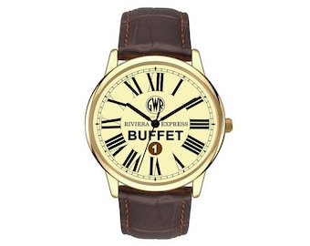 GWR Station Clock Styled Wrist Watch, Riviera  Express Buffet Victorian Style Souvenir.