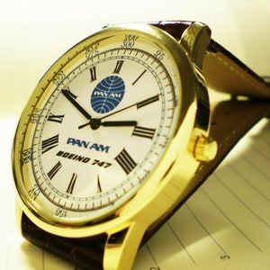 Pan Am Airways, Boeing 747 Wrist Watch, Retro 1960-70's Vintage Style Dial.