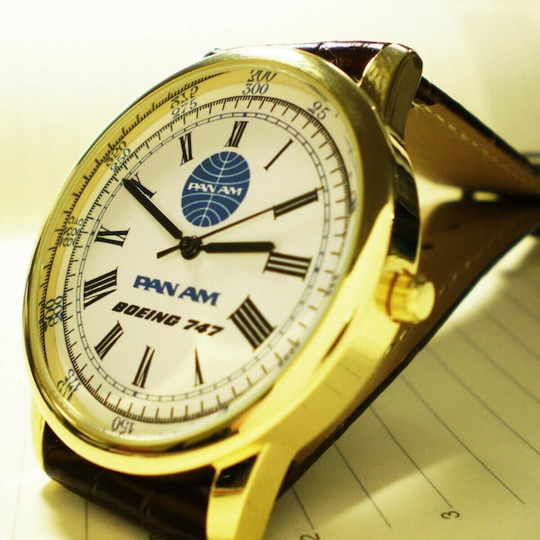 Pan Am Airways, montre-bracelet Boeing 747, cadran de style rétro des années 1960-70.