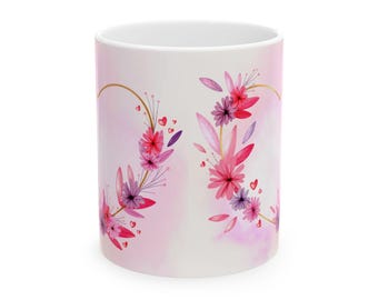 Taza con forma de corazón de acuarela