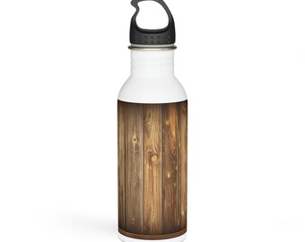 Botella de agua de acero inoxidable con veta de madera - 20 oz