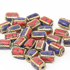Lapis Lazuli Inlay Beads for Diy Jewellery Making - Tibetan Beads Diy Craft Kit - Nepal Beads Craft Supplies