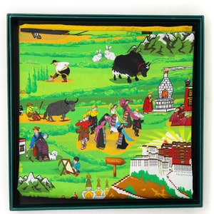 Cachecol quadrado de seda com design tibetano para mulheres - Cachecol quadrado 100% seda - Cachecóis de seda de verão - Cachecol quadrado para amantes da natureza