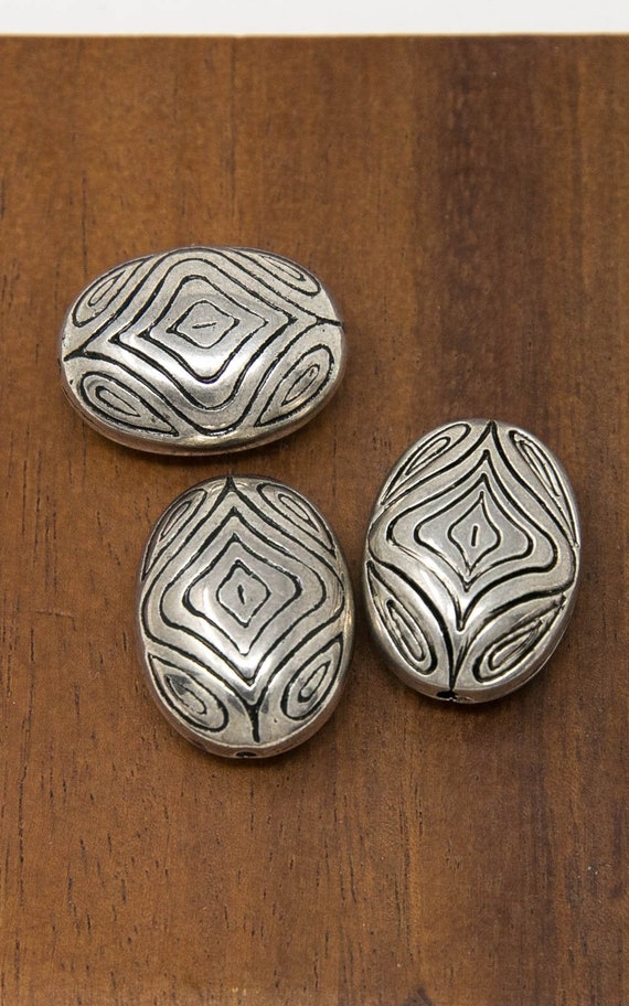 Tribal Silver Beads – Handmade Oval Nepal Beads for Jewelry Making