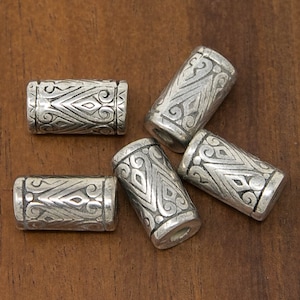 Tube Silver Beads for Diy Jewellery Making - Barrel Beads Diy Craft Kit - Nepal Beads Craft Supplies - W3