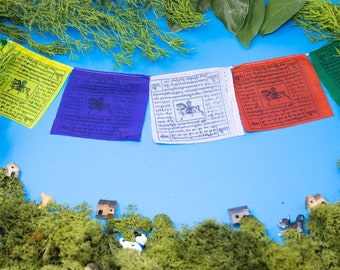 Medium Tibetan Prayer Flags - Windhorse Cotton Prayer Flags - Hindu Lungta Prayer Flags Buddhist Flags