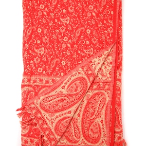 Wende-Rot Orange Wollschal - Paisley Decke Schal Geschenk für sie - Wollschal Reise-Accessoires Geschenk für Mama