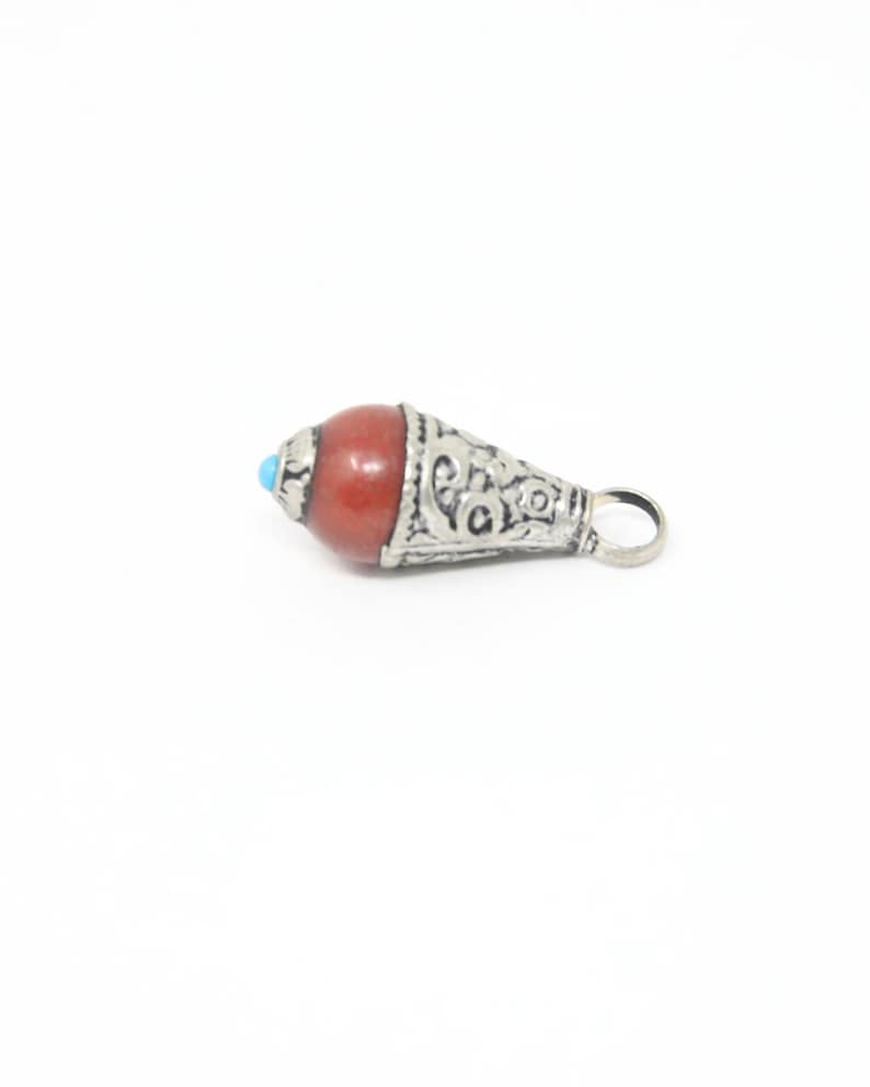 RCW 5 Tribal Beads Teardrop Nepal Beads for Jewellery Making 26mm Coral Inlaid Pendant Beads