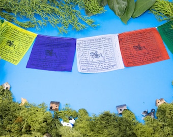 XL Tibetan Prayer Flags for Spritual Gifts - Windhorse Cotton Prayer Flags - Wall Hanging Lungta Buddhist Prayer Flags