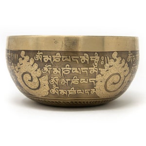 Om Mani Mantra Handmade Singing Bowl - Tibetan Singing Bowl Spiritual Gifts - Meditation Bowl Yoga Gifts
