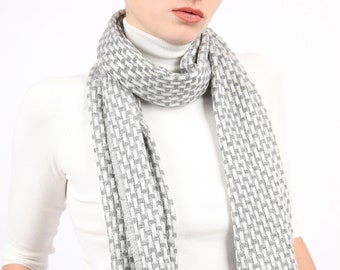 Lumea Grey Cashmere Scarf - Basketweave Lightweight Unisex Scarf