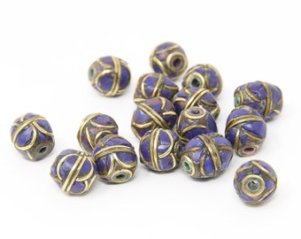 Lapis Lazuli Inlay Beads for Diy Jewellery Making - Tibetan Beads Diy Craft Kit - Nepal Beads Craft Supplies