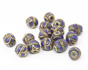 Lapis Lazuli Inlay Beads – Handmade Tibetan DIY Jewelry Craft Supplies