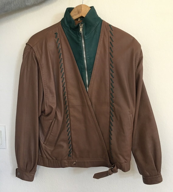 VINTAGE 80's Bomber's Leather Jacket & Skirt Suit… - image 3