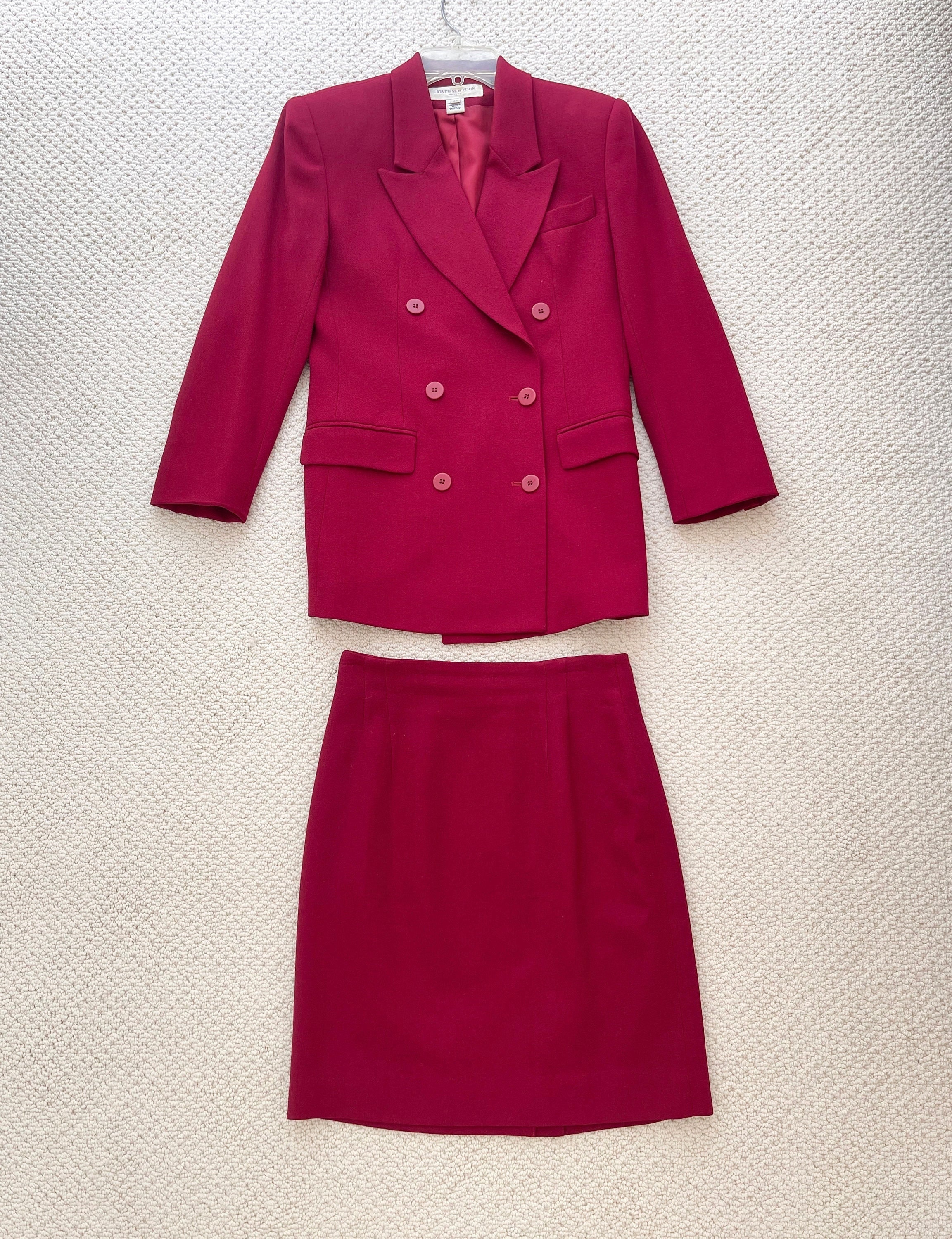 Duchessduvintage 90s Burgundy blazer and skirt set size 14 petite