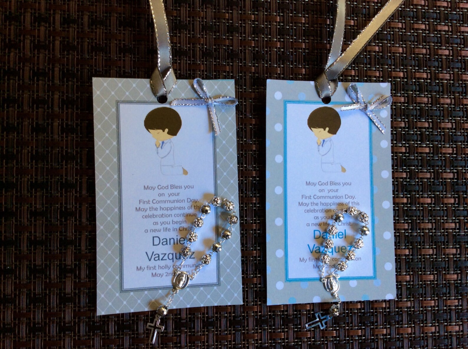 12 first communion favors with mini rosaries boy first Etsy