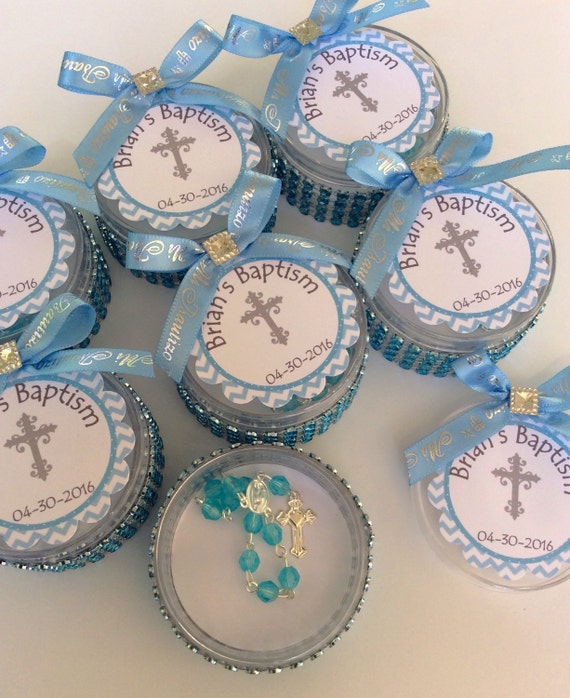 12 baptism favors boxes with mini rosaries- boy Baptism favors- boy Baptism- christening Baptism- baptism favors- christening baptism favor