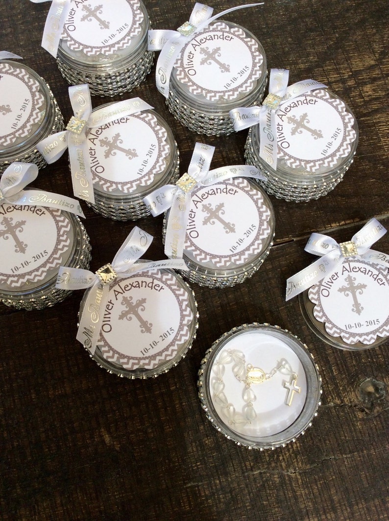 12 baptism favors boxes with mini rosaries girl Baptism Etsy