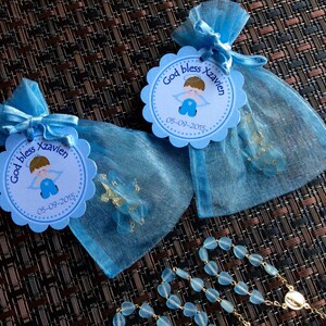 12 White Organza Gift Bags With Bows – Baptism/Christening Favors, Recuerdos De Bautizo