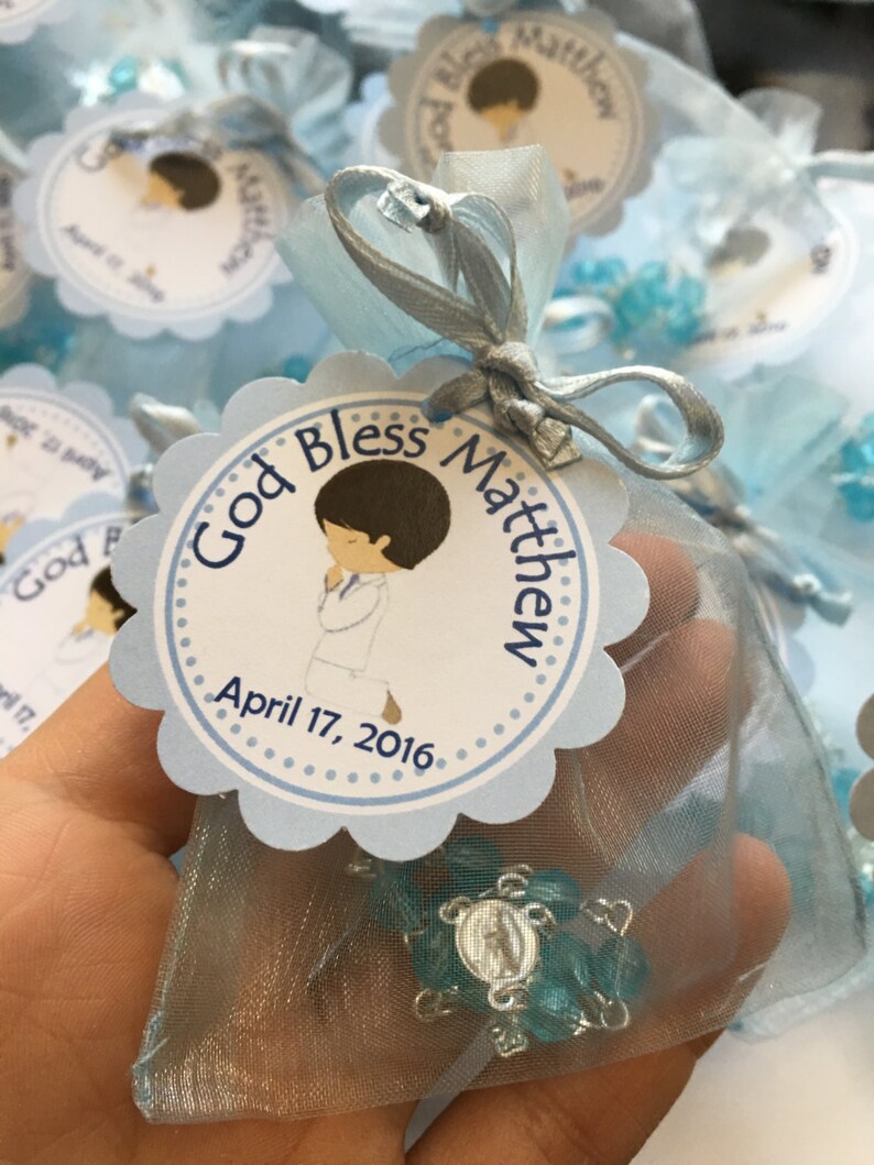 24 first communion favors with mini rosaries boy first Etsy